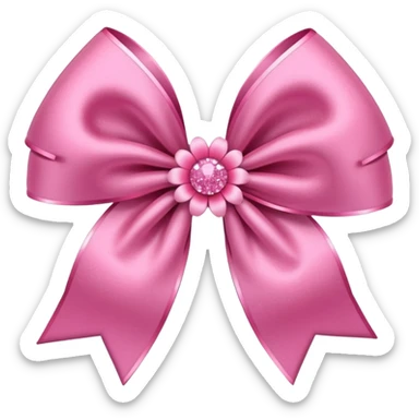 Pink flower bow with glitter sticker