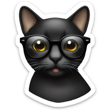 gato negro con gafas silueta negra sticker