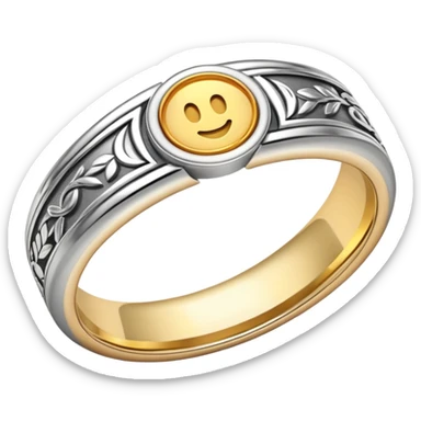 Gold ring with silver trim sticker