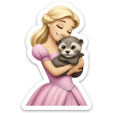 Cinderella hugging an otter sticker