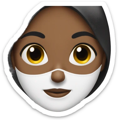 Black hair woman face mask  sticker