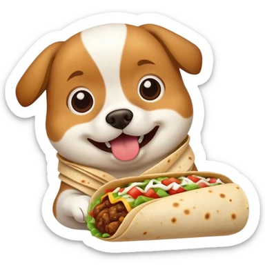 Dog eating a burrito sticker