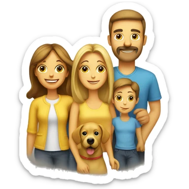 mom dad and 2 kids with a dog family yellow sticker