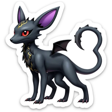 Shiny Dark Edgy Majestic Sophisticated Modern Gothic Gloomy Futuristic Salandit-Umbreon-Delcatty-Hybrid (Full body) sticker