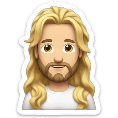 Beard man long hair blonde, spike crown, pregnant belly sticker