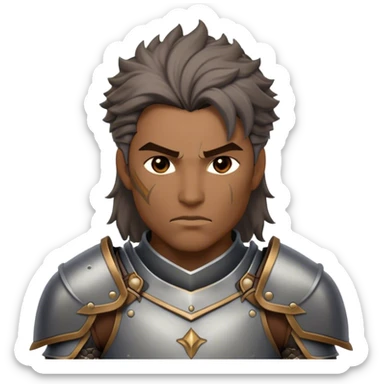 Cinematic Realistic WoW Human Warrior Portrait, depicted with chiseled, determined features and a battle-hardened visage. Clad in intricately detailed steel armor accented with rich leather in consistent hues of grey and bronze, his resolute eyes and natural hair exude unwavering courage. Rendered with lifelike texture and dramatic natural lighting, high shine, noble and valiant, capturing the essence of a legendary human champion of Azeroth. sticker