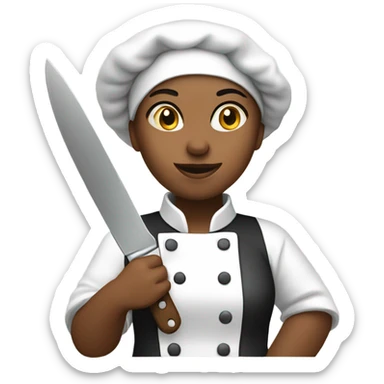 Chef girl with knife sticker