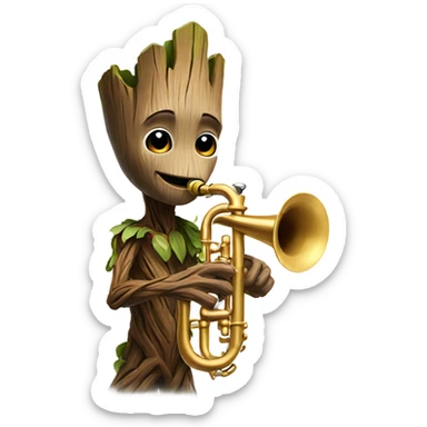 Groot playing trumpet sticker