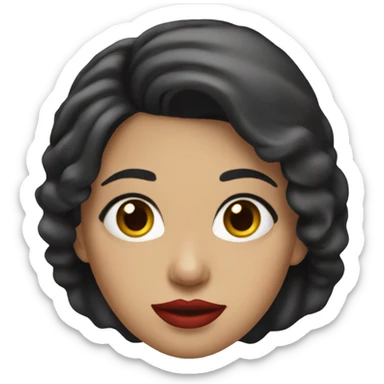 Latina with dark hair, pointed chin, red lips sticker