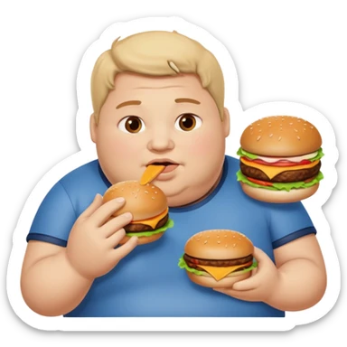 Fat guy eating burger sticker