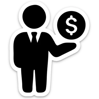 Businessman holding money, man with cash, wealth symbol sticker