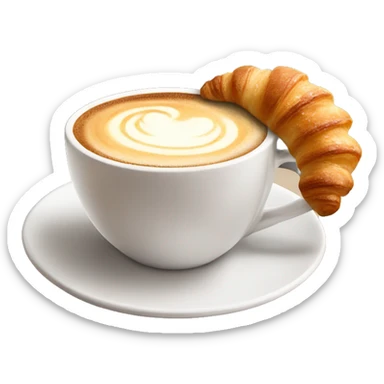 Cup of cappuccino with croissant sticker
