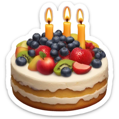 Cake with fruits and two candles in form of a 9 and a 5 sticker