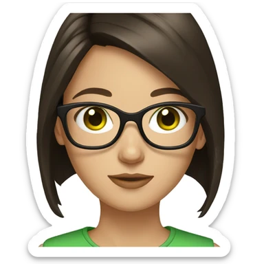 brunette girl with green eyes and glasses sticker