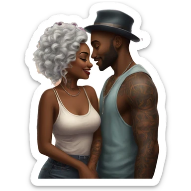 Romantic carnival date for beautiful tattooed couple sticker