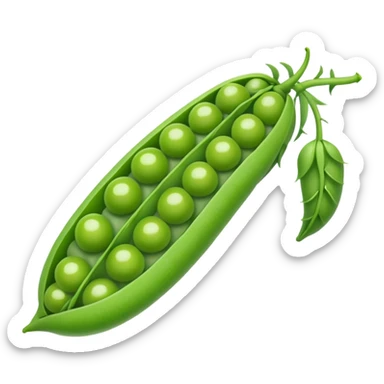 A pea pod with peas visible inside sticker