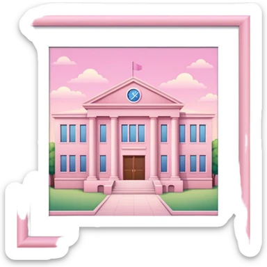 Escuela en tonalidades rosado bajito sticker