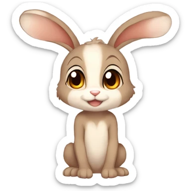 Cute, Anthro, Sona, Dark-Brown, Normal-type-Ground-type Tan-Rabbit-Fakémon with Dark-Red eyes, beige ears, beige belly, beige paws, beige feet, beige freckles, full body sticker