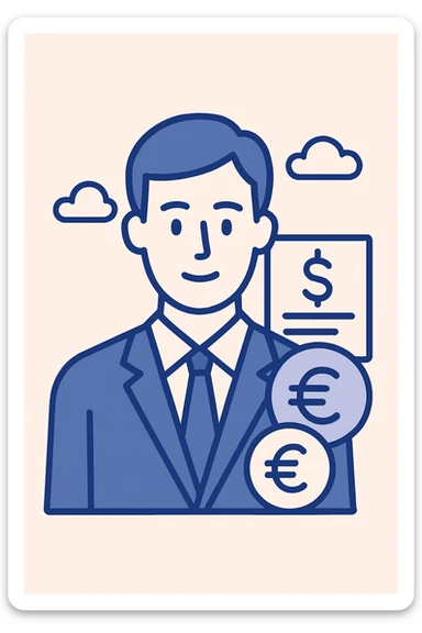 financial department icon, modern, clean, professional, with money or finance symbols sticker