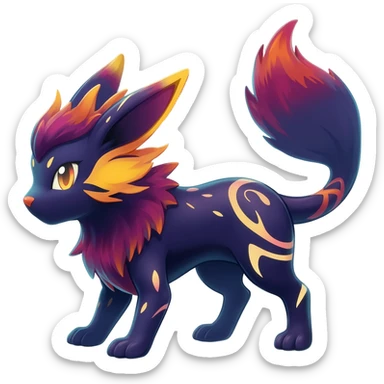 Dark vibrant pastel bright neon colorful edgy exotic painted Fakémon-Pokémon-Vernid-Flareon-Jolteon-creature sticker
