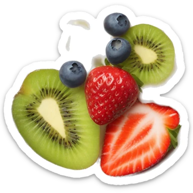 fruit yogurt bowl with strawberries kiwi fruit and blueberries  sticker