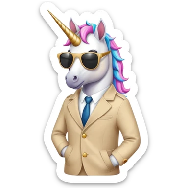 Unicorn wear coatsuit and wear sunglasses  sticker