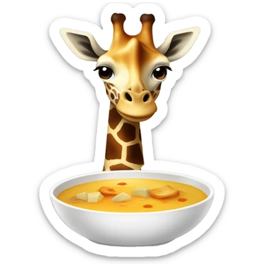 A giraffe who is eating soup sticker
