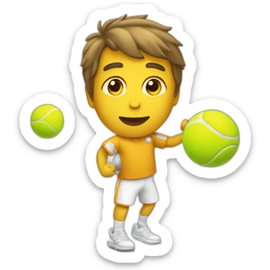 man playing with his tennis balls sticker