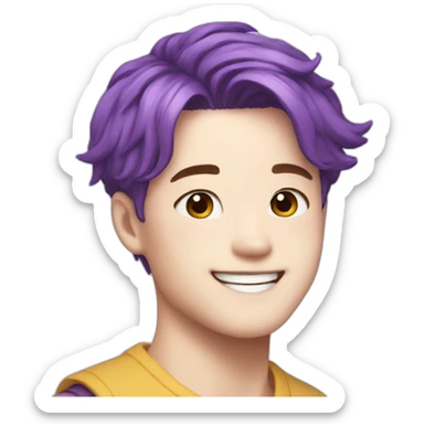 Happy jimin with purple hair  sticker