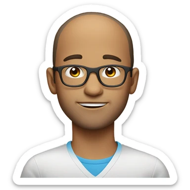 receding hairline boy with blue eyes and glasses and a stubble beard sticker