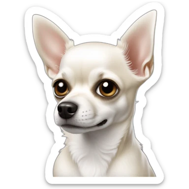 Chihuahua blanc poilu avec des taches noires  sticker