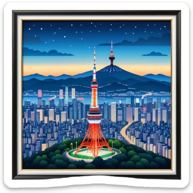 N Seoul Tower Landmark Emoji – Showing the tower atop Namsan Mountain with city lights in the background. sticker