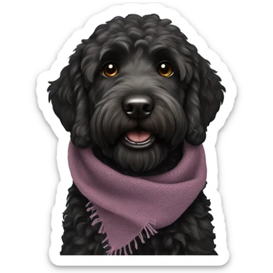 Black labradoodle with scarf black  sticker