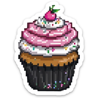 cupcake with pink icing and sprinkles sticker