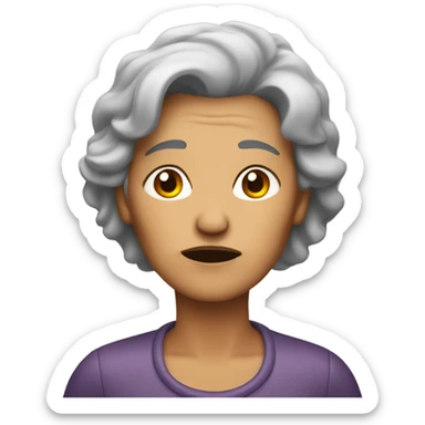 dismayed older woman gray hair sticker