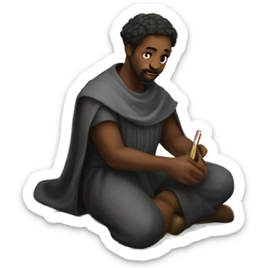 black medieval architect drawing on floor plan sticker