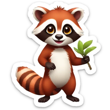 Cute red raccoon-panda-lemur-hybrid full body sticker