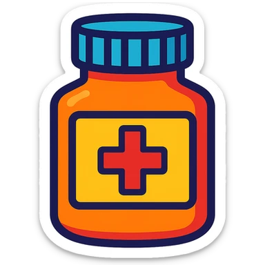 A medicine bottle emoji in vibrant toon style. sticker