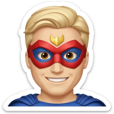 Male superhero face happy sticker
