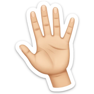 hand emoji, 4 fingers up, thumb folded to palm sticker