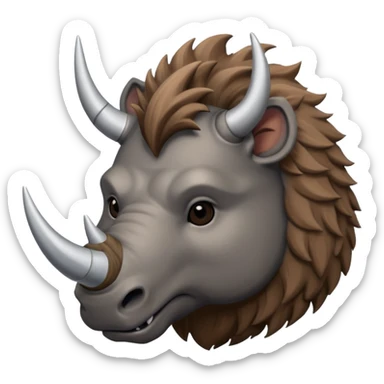 woolly rhino with huge horn sticker