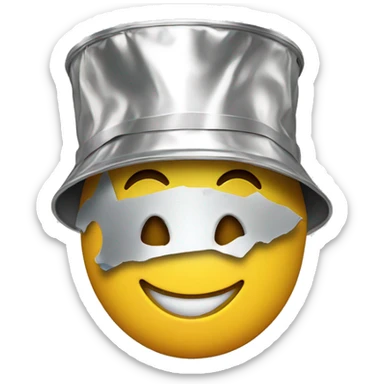 smiling emoji wearing a conspiracy tin foil hat sticker