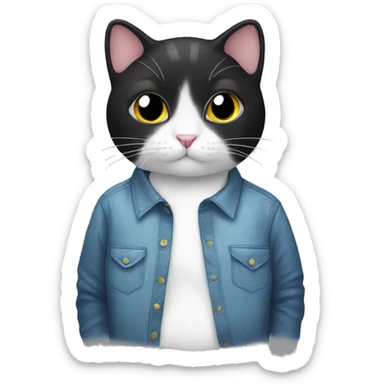 Black and white cat wearing a shirt that says best cat ever sticker