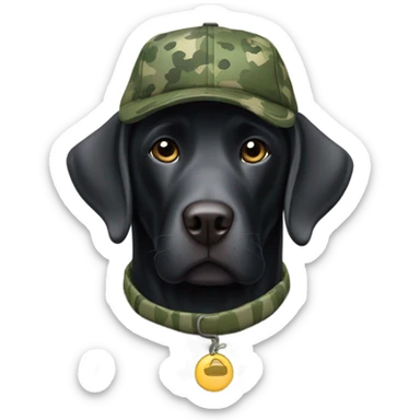 Black lab wearing camo hat sticker