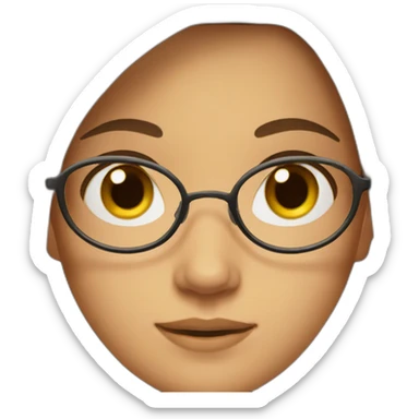 A girl with brown long hair and brown eyes with glasses sticker