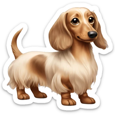 Fullbody Longhair cream shaded piepald dachshund sticker