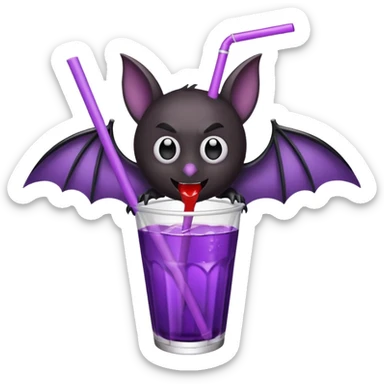 black bat drinkig soda sticker