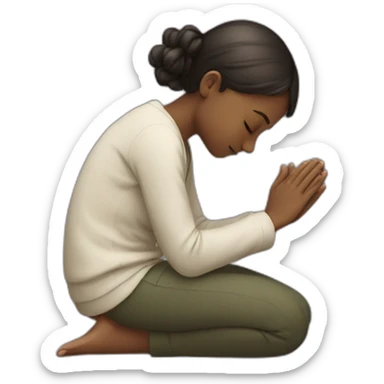 A girl on her knees praying sticker