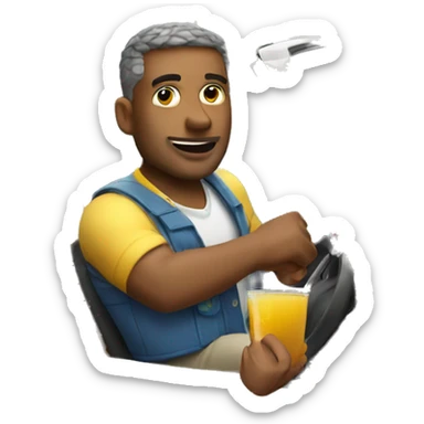 Man driving a convertible car while drinking Apple juice sticker