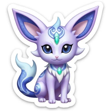 Shiny Exotic Cute Adorable Majestic Ethereal Sparkly Espeon-Meowstic-Hybrid-Creature with pattern-markings sticker